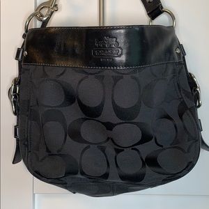 Coach black bag with wide leather trim